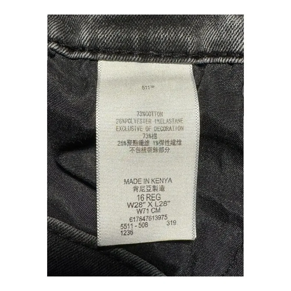 Levi's 511 Slim Jeans Boy's‎ Size 16 Dark Denim Black 5-Pocket Style